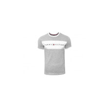 Мужские футболки Мужская футболка повседневная серая белая с логотипом Tommy Hilfiger UM0UM01170 004