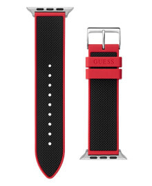 GUESS men's Black on Red Silicone band compatible with Apple 42mm, 43mm, 44mm watch