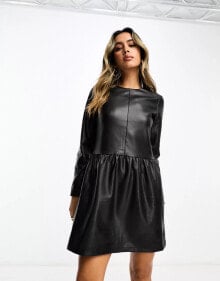 Never Fully Dressed PU smock mini dress in black купить в интернет-магазине