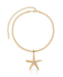 Купить кулоны и подвески Ettika: Turquoise Starfish Pendant Herringbone Chain Necklace