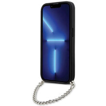 KARL LAGERFELD Klhcp14XSacklhpg iPhone 14 Pro Max 6.7 Srebrny Saffiano Monogram Chain phone case