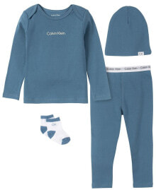 Calvin Klein baby Boys Cotton Layette, 4 Piece Set