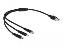 Delock 87152 - 0.3 m - USB A - USB C/Micro-USB B/Lightning - USB 2.0 - Black