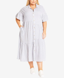 AVENUE plus Size Kaitlyn Stripe Midi Dress