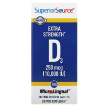 Superior Source, витамин D3 с повышенной силой действия, 25 мкг (1000 МЕ), 100 быстрорастворимых таблеток MicroLingual