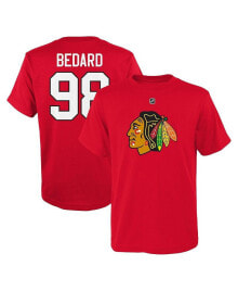 Preschool Boys and Girls Connor Bedard Red Chicago Blackhawks Authentic Stack Name and Number T-shirt купить онлайн