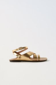Metallic leather toe thong sandals