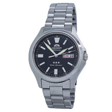Мужские наручные часы с браслетом Мужские наручные часы с серебряным браслетом Orient Tri Star Automatic Black Dial Mens Watch RA-AB0F07B19B