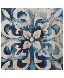 Empire Art Direct 'Cobalt Tile II' Fine Giclee Printed Directly On Hand Finished Ash Wood Wall Art, 24