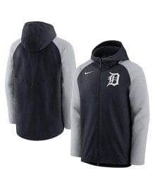 Nike men's Navy, Gray Detroit Tigers Authentic Collection Performance Raglan Full-Zip Hoodie