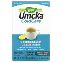 Витамины и БАДы от простуды и гриппа Nature's Way, Umcka, ColdCare, Soothing Hot Drink Mix, Lemon, 10 Packets, 0.17 oz (5 g) Each