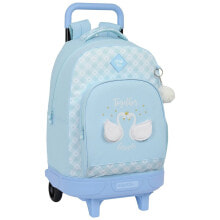 SAFTA Compact With Trolley Wheels Glowlab Swans Backpack