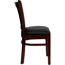 Flash Furniture hercules Series Vertical Slat Back Mahogany Wood Restaurant Chair - Black Vinyl Seat