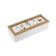 Decorative box Versa Flowers MDF Wood 9 x 6 x 24 cm