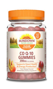 Коэнзим Q10 sundown Naturals Co Q-10 Gummies Безглютеновый коэнзим Q10 для здоровья сердца 200 мг 50 жевательных капсул со вкусом персика и манго