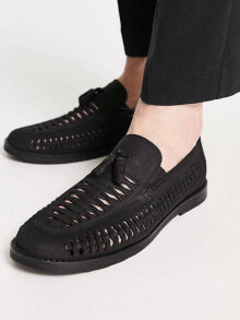 Купить мужские лоферы River Island: River Island wide fit woven tassle loafer in black