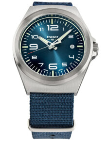 Мужские наручные часы с синим текстильным ремешком Traser H3 108216 P59 Esssential M Blue Mens 42mm 10ATM