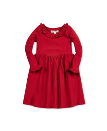 Купить детские платья и сарафаны для девочек Hope & Henry: Toddler Girls Long Sleeve Ruffle Trim Knit Dress