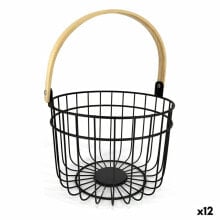 Decorative basket Quttin Rustic Circular 4 mm 28 x 26,5 x 22 cm (12 Units)