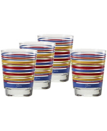 Fiesta bright Stripes 15-Ounce Tapered Double Old Fashioned (DOF) Glass, Set of 4