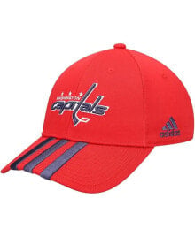 Men's Red Washington Capitals Locker Room Three Stripe Adjustable Hat