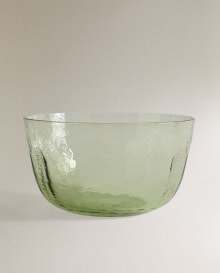 Hammered glass salad bowl