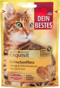 Купить лакомства для кошек Dein Bestes: Katzenleckerli Hühnchenfilets, Exquisit, 50 g