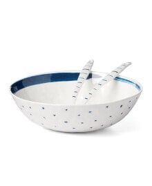 Lenox blue Bay Melamine Salad Bowl With Servers