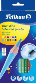 Цветные карандаши для рисования для детей pelikan Kredki wymazywalne 12 kolorów