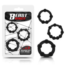 Эрекционное кольцо BEAST RINGS Set of 3 Cock Ring Beaded Flexible Black