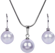 Ювелирные колье A charming set of Pearl Lavender necklaces and earrings
