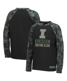 Colosseum big Boys Black, Camo Illinois Fighting Illini OHT Military-Inspired Appreciation Raglan Long Sleeve T-shirt