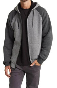 Matix Men's Faux Shearling Lined Thermal Hoodie Grey Charcoal M