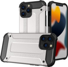 Hurtel Hybrid Armor pancerne hybrydowe etui pokrowiec iPhone 13 Pro Max srebrny