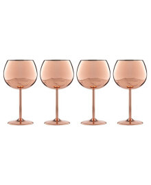 Cambridge 12 Oz Copper Stainless Steel Red Wine Glasses, Set of 4