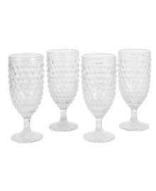 Martha Stewart chauncey Hobnail Handmade Glass Goblet, Set of 4