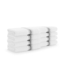 White Turkish Luxury Striped Washcloths for Bathroom 600 GSM, 13x13 in., 8-Pack , Super Soft  Absorbent Washcloths