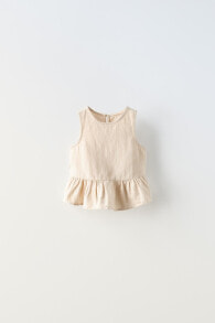 Linen blend shirt with ruffles