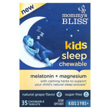 Mommy's Bliss, Kids Sleep Chewable, Melatonin + Magnesium, Kids 3 Yrs+, Natural Grape, 35 Chewable Tablets