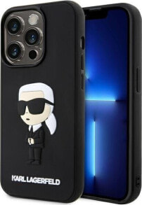 Karl Lagerfeld Etui Karl Lagerfeld KLHCP14L3DRKINK Apple iPhone 14 Pro czarny/black hardcase Rubber Ikonik 3D