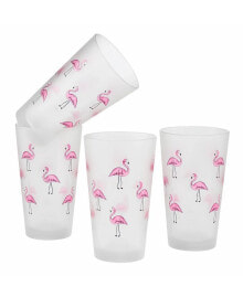 Culver flamingos Pint Glass 16-Ounce Set of 4