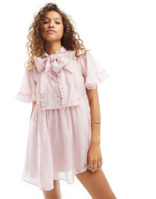 Купить женские вечерние платья Sister Jane: Sister Jane bow ruffle mini dress in pink