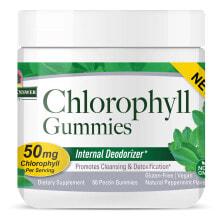 Водоросли nature's Answer Chlorophyll Gummies Natural Peppermint Жевательные таблетки с хлорофиллом для очищения и детоксикации, натуральная перечная мята 50 мг, 60 жевательных таблеток