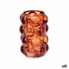 Подсвечник микросферы Оранжевый Стеклянный 8,4 x 12,5 x 8,4 cm (12 штук)