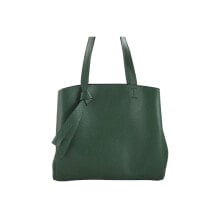 Женская сумка объемная кожаная зеленая с ручками сверху Barberini's