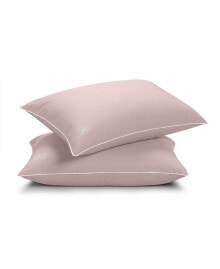 Pillow Gal white Goose Down Pillow and Removable Pillow Protector, Standard/Queen Pink