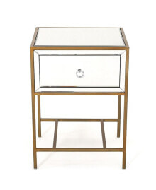 Simplie Fun gleaming Mirrored Single Drawer Side Table for Natural Light Rooms