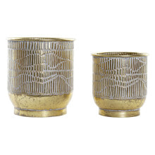 Planter DKD Home Decor Golden Metal (2 pcs) (28 x 28 x 30 cm)