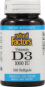 Витамин D natural Factors Vitamin D3 Витамин D3 - 1000 МЕ - 180 гелевых капсул