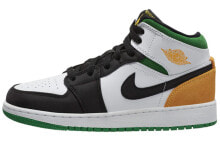 Jordan Air Jordan 1 Mid 中帮 复古篮球鞋 GS 白绿黄 / Кроссовки Jordan Air Jordan 1 Mid GS BQ6931-101